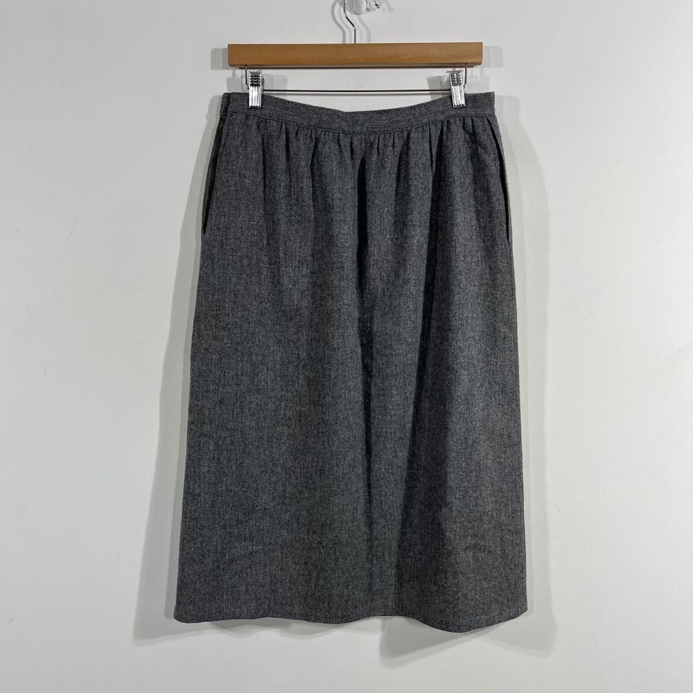 Radcliffe VTG Heritage Old Money Gray Wool Blend Midi Skirt Lined Size 14 Preppy - Picture 4 of 8
